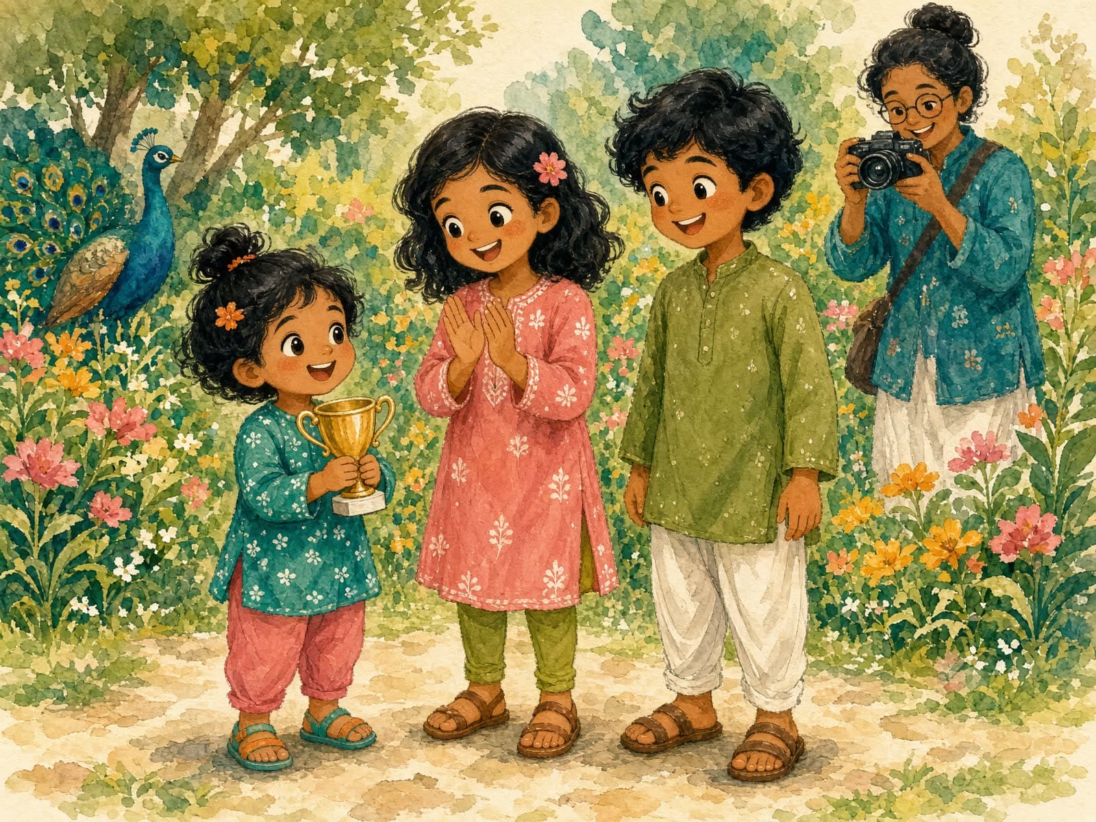 Illustration of a family celebrating a PlayTime prize